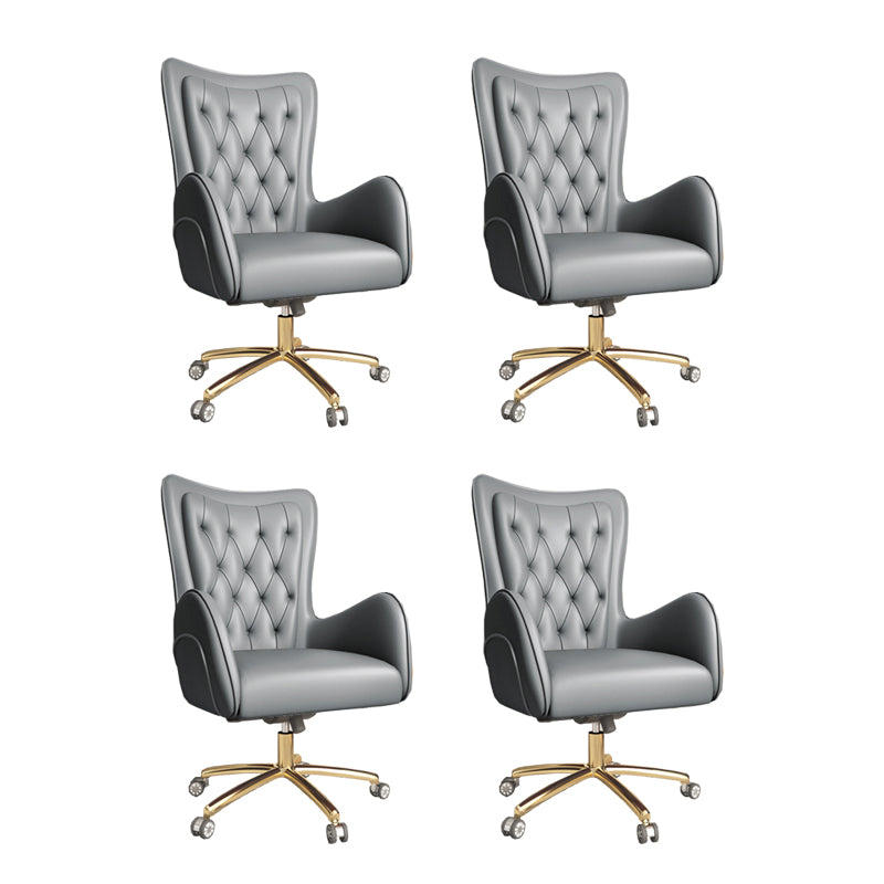 Modern Upholstered Office Chair Mid Back Task Chair with Gold Metal Base