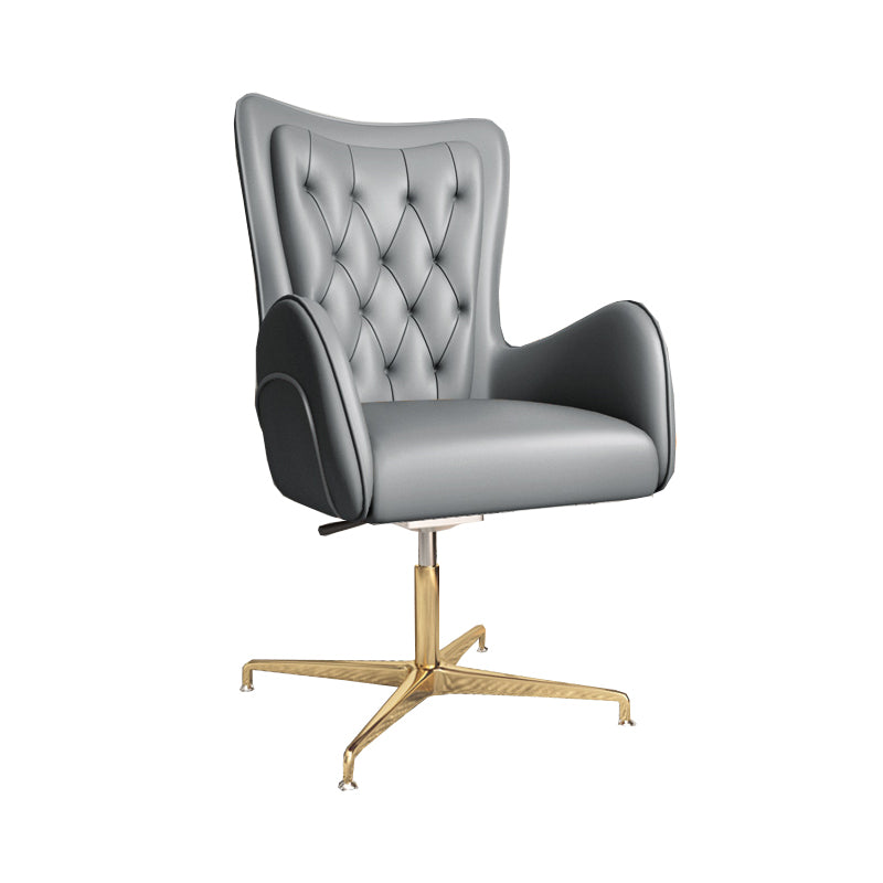 Modern Upholstered Office Chair Mid Back Task Chair with Gold Metal Base