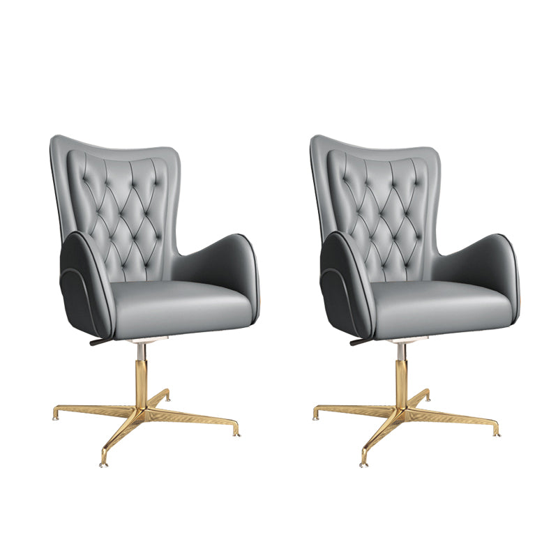 Modern Upholstered Office Chair Mid Back Task Chair with Gold Metal Base