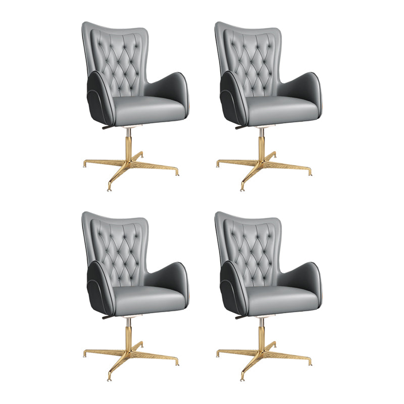 Modern Upholstered Office Chair Mid Back Task Chair with Gold Metal Base