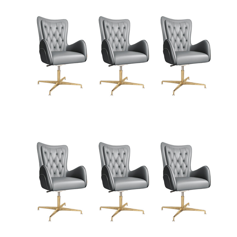 Modern Upholstered Office Chair Mid Back Task Chair with Gold Metal Base