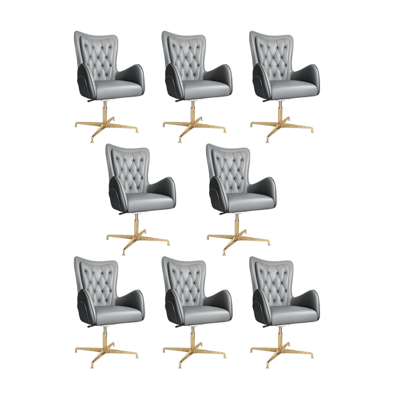 Modern Upholstered Office Chair Mid Back Task Chair with Gold Metal Base