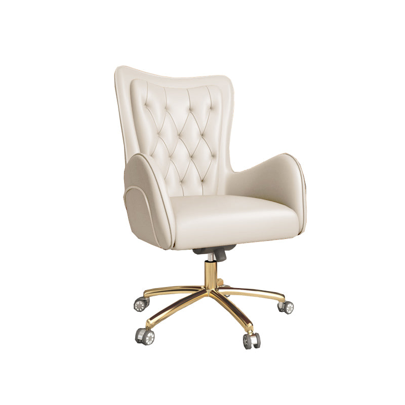 Modern Upholstered Office Chair Mid Back Task Chair with Gold Metal Base