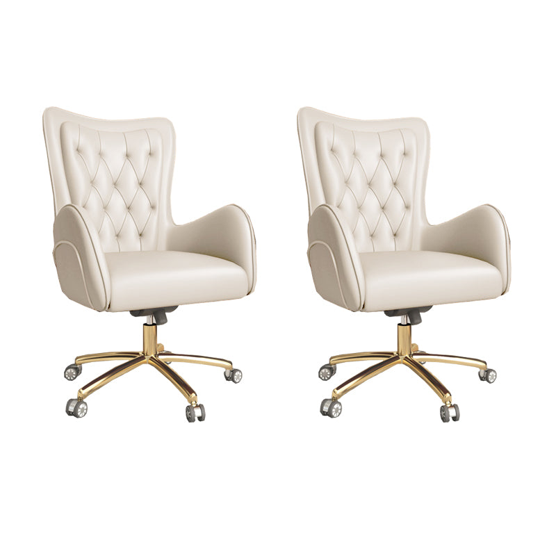 Modern Upholstered Office Chair Mid Back Task Chair with Gold Metal Base