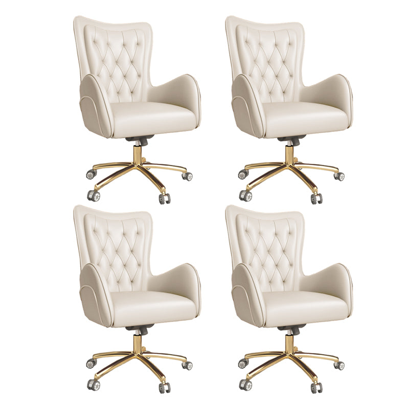 Modern Upholstered Office Chair Mid Back Task Chair with Gold Metal Base