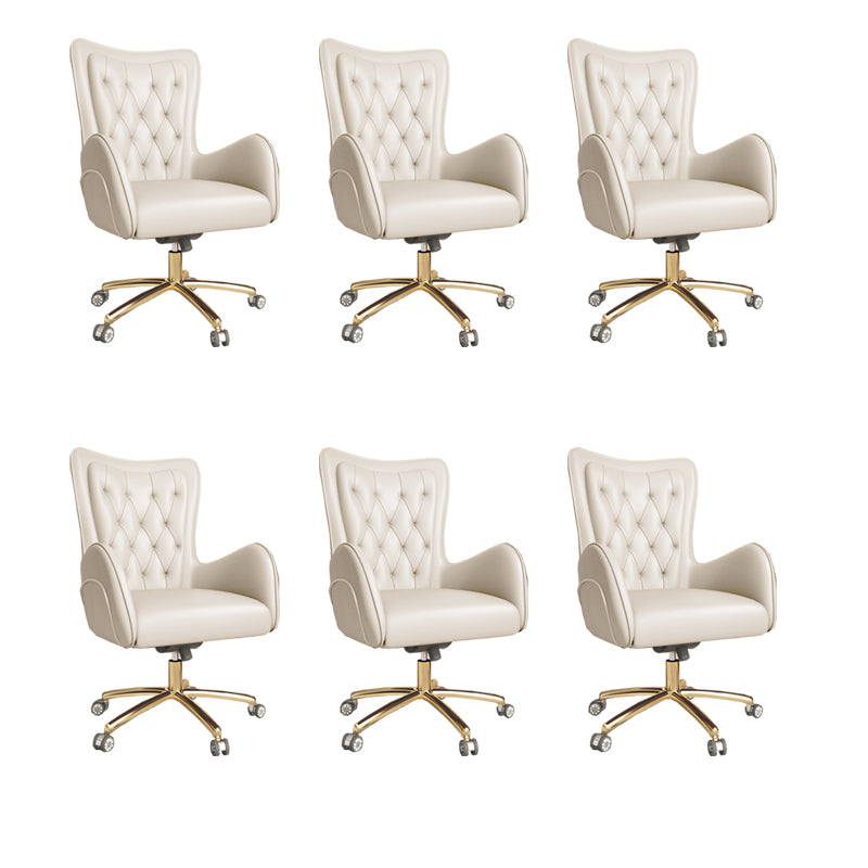 Modern Upholstered Office Chair Mid Back Task Chair with Gold Metal Base