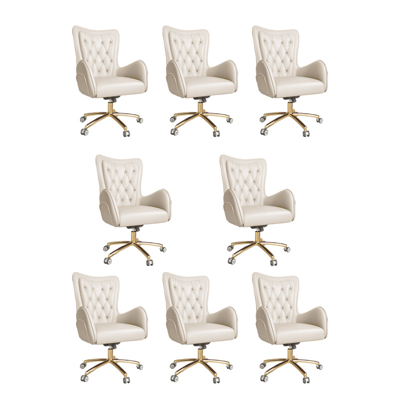 Modern Upholstered Office Chair Mid Back Task Chair with Gold Metal Base