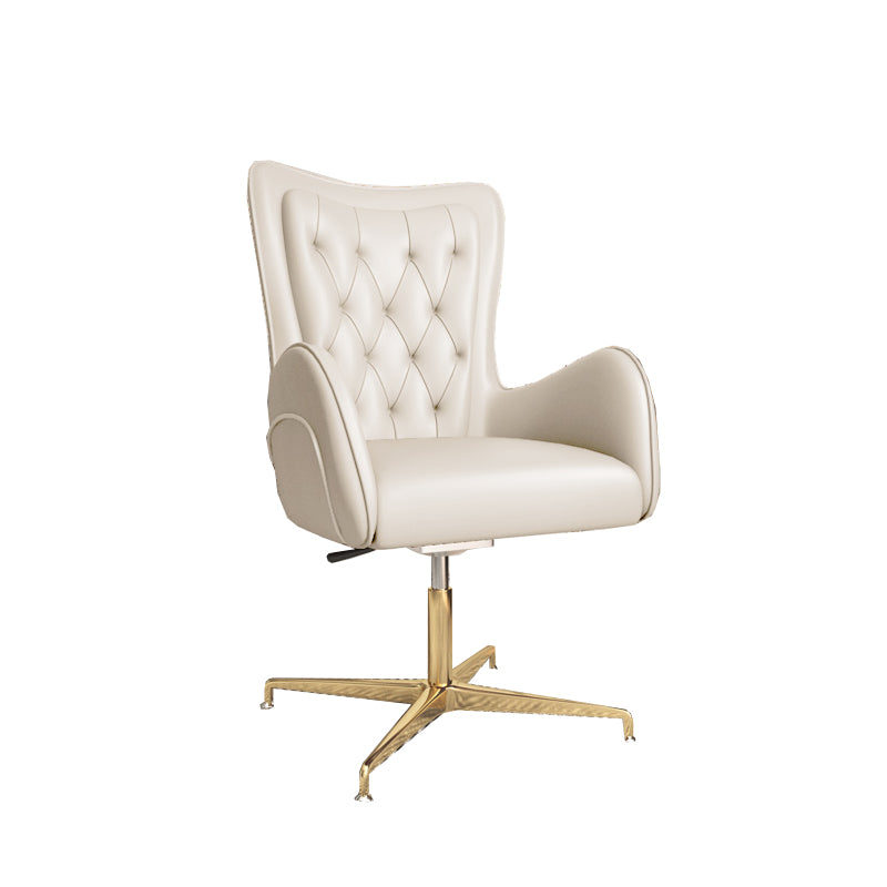 Modern Upholstered Office Chair Mid Back Task Chair with Gold Metal Base