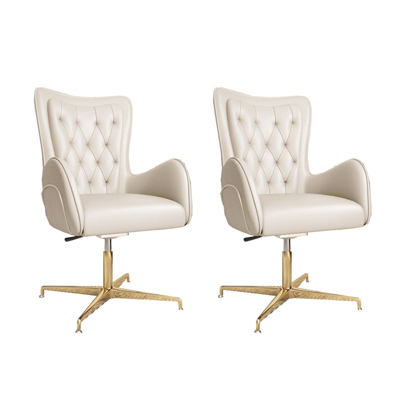 Modern Upholstered Office Chair Mid Back Task Chair with Gold Metal Base