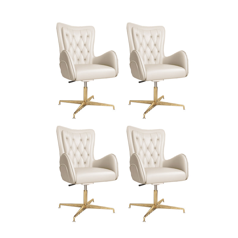 Modern Upholstered Office Chair Mid Back Task Chair with Gold Metal Base