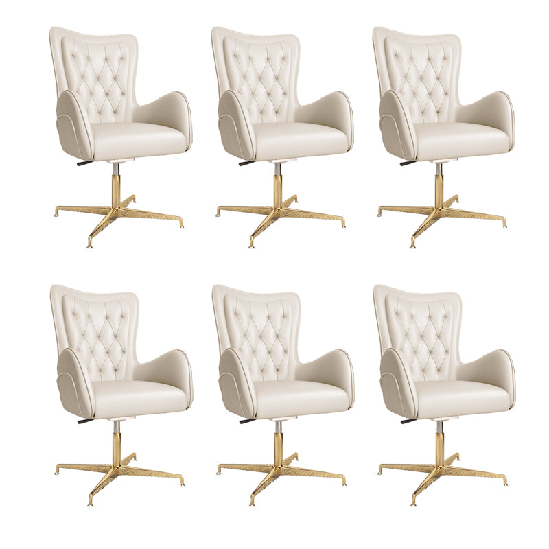 Modern Upholstered Office Chair Mid Back Task Chair with Gold Metal Base