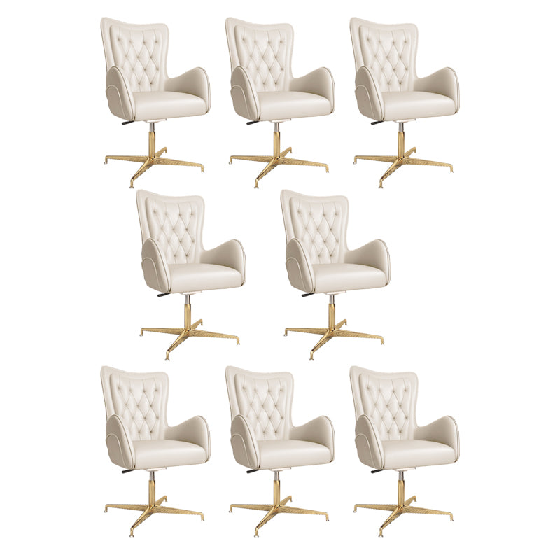 Modern Upholstered Office Chair Mid Back Task Chair with Gold Metal Base