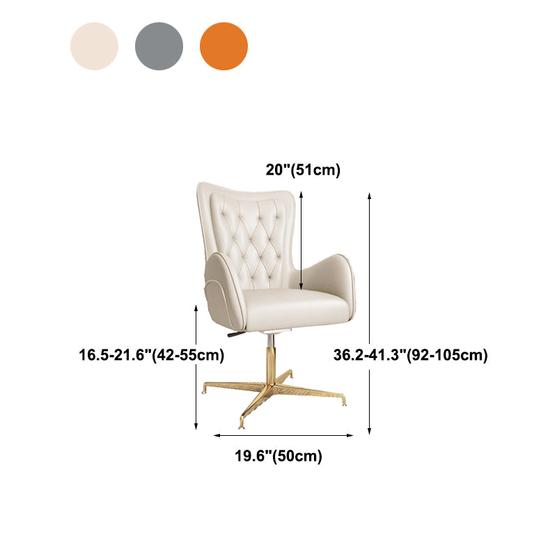 Modern Upholstered Office Chair Mid Back Task Chair with Gold Metal Base