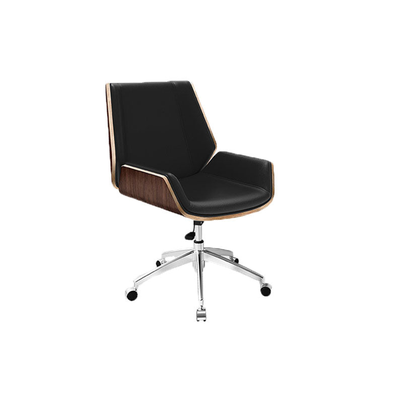 Low Back Office Chair Modern Metal Frame Leather Task Chair with Wheels