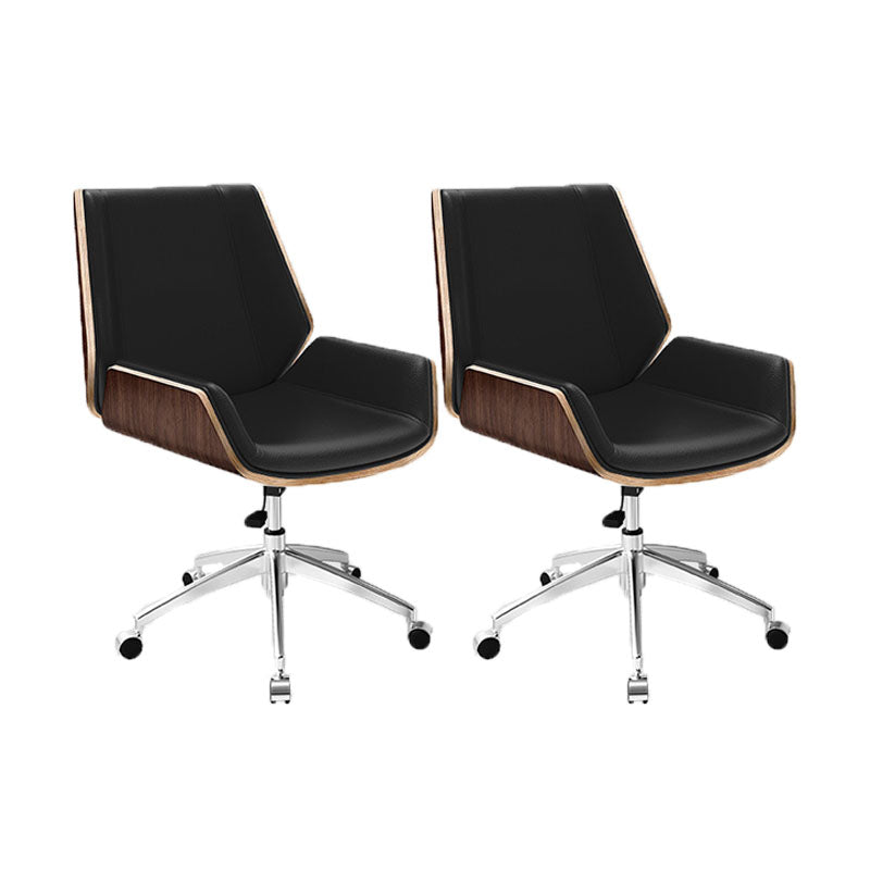 Low Back Office Chair Modern Metal Frame Leather Task Chair with Wheels