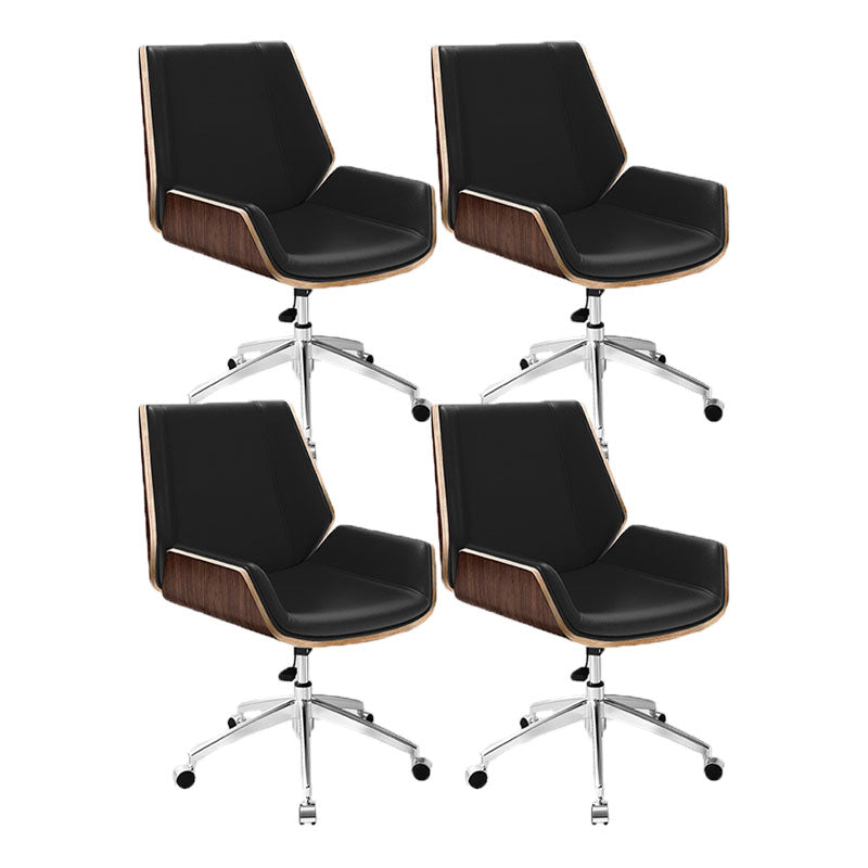 Low Back Office Chair Modern Metal Frame Leather Task Chair with Wheels