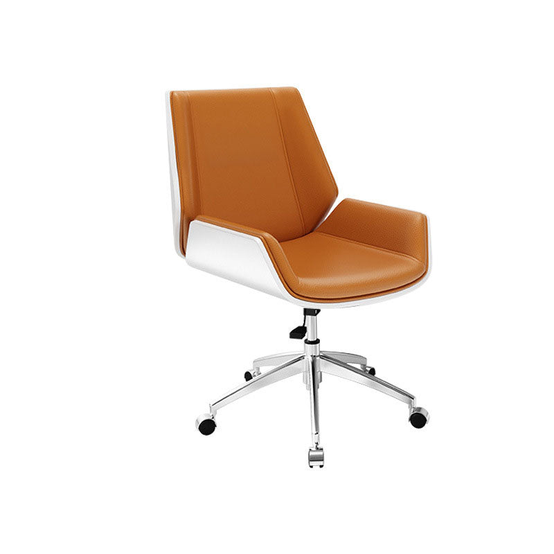 Low Back Office Chair Modern Metal Frame Leather Task Chair with Wheels