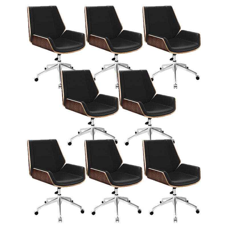 Low Back Office Chair Modern Metal Frame Leather Task Chair with Wheels