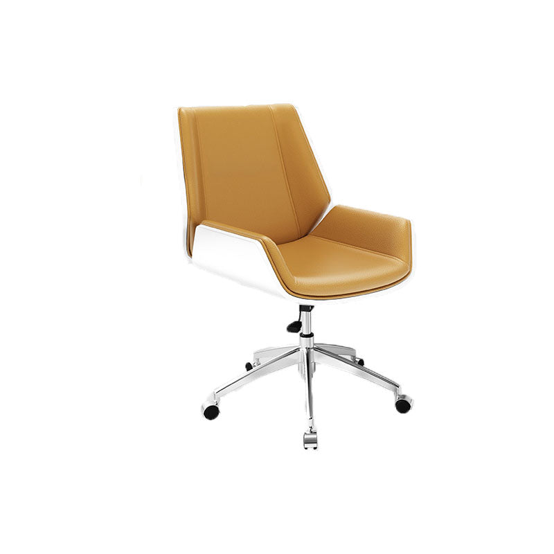 Low Back Office Chair Modern Metal Frame Leather Task Chair with Wheels