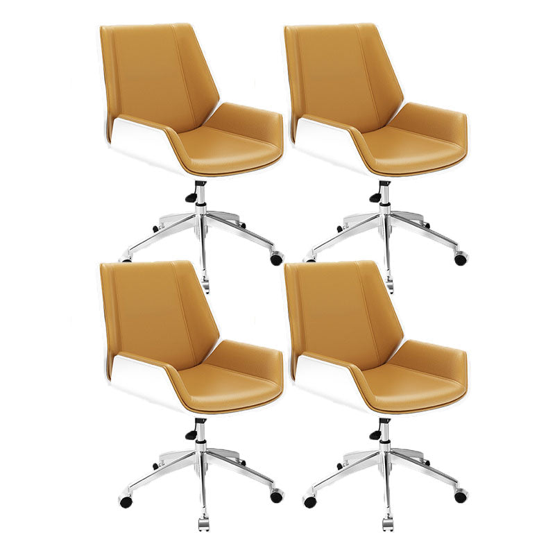 Low Back Office Chair Modern Metal Frame Leather Task Chair with Wheels