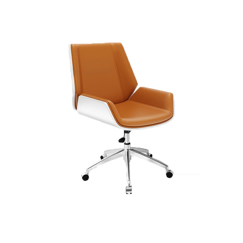 Low Back Office Chair Modern Metal Frame Leather Task Chair with Wheels