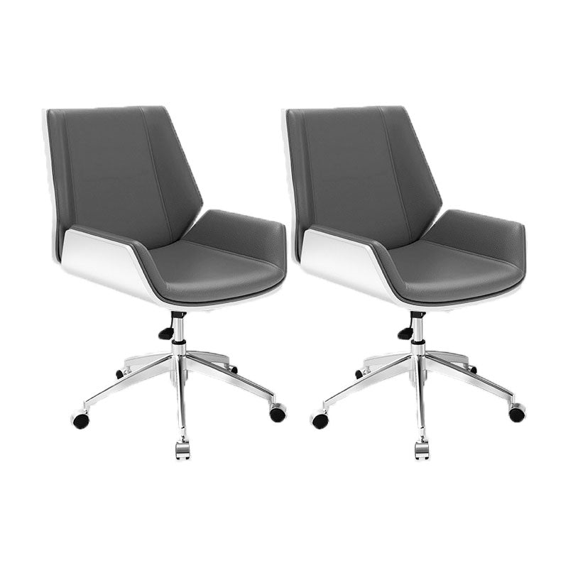 Low Back Office Chair Modern Metal Frame Leather Task Chair with Wheels