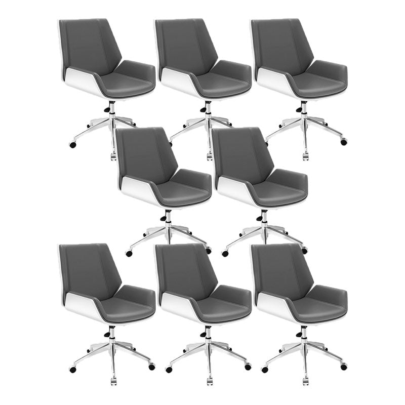 Low Back Office Chair Modern Metal Frame Leather Task Chair with Wheels