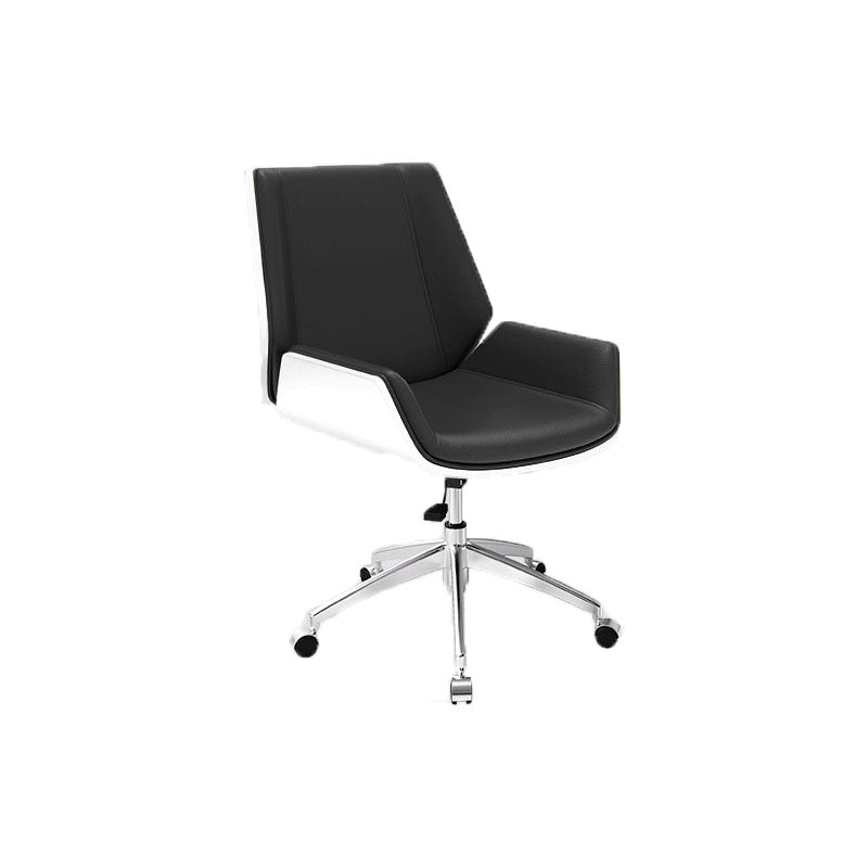 Low Back Office Chair Modern Metal Frame Leather Task Chair with Wheels