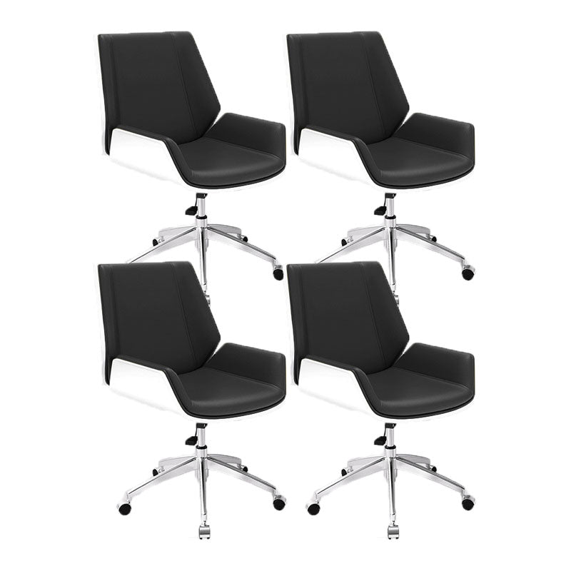 Low Back Office Chair Modern Metal Frame Leather Task Chair with Wheels