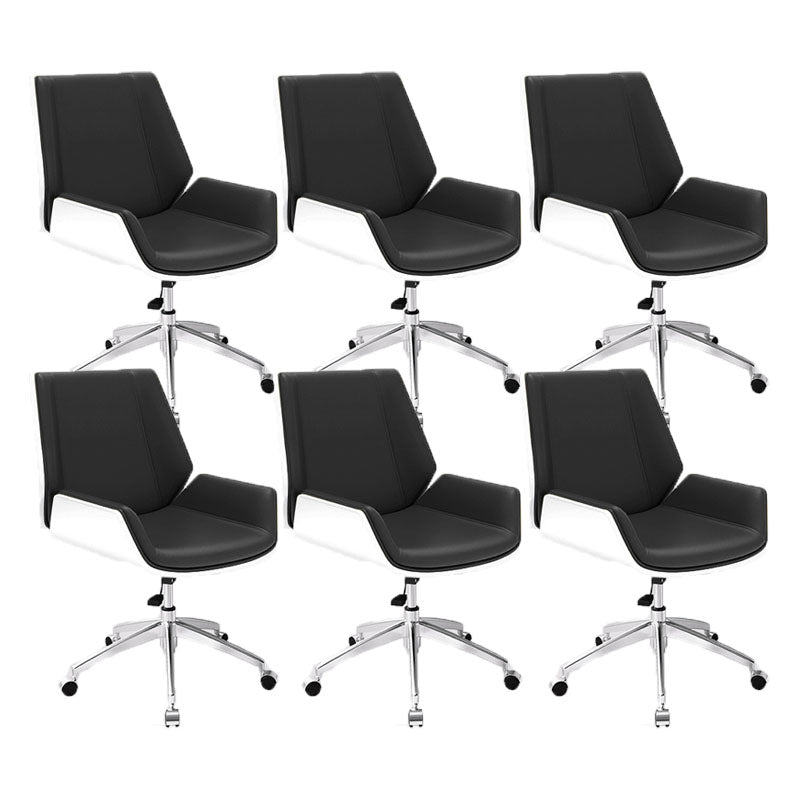 Low Back Office Chair Modern Metal Frame Leather Task Chair with Wheels