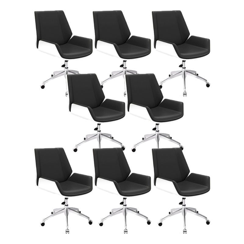 Low Back Office Chair Modern Metal Frame Leather Task Chair with Wheels