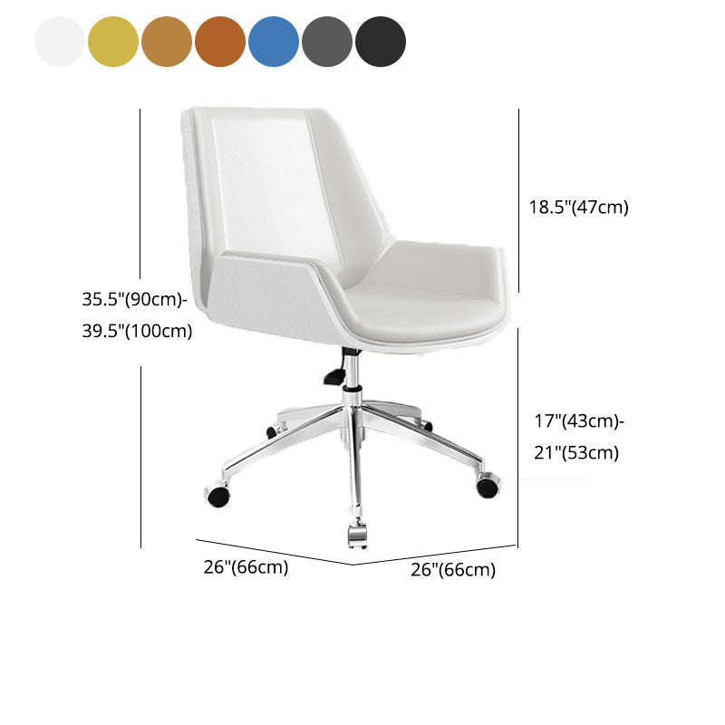 Low Back Office Chair Modern Metal Frame Leather Task Chair with Wheels