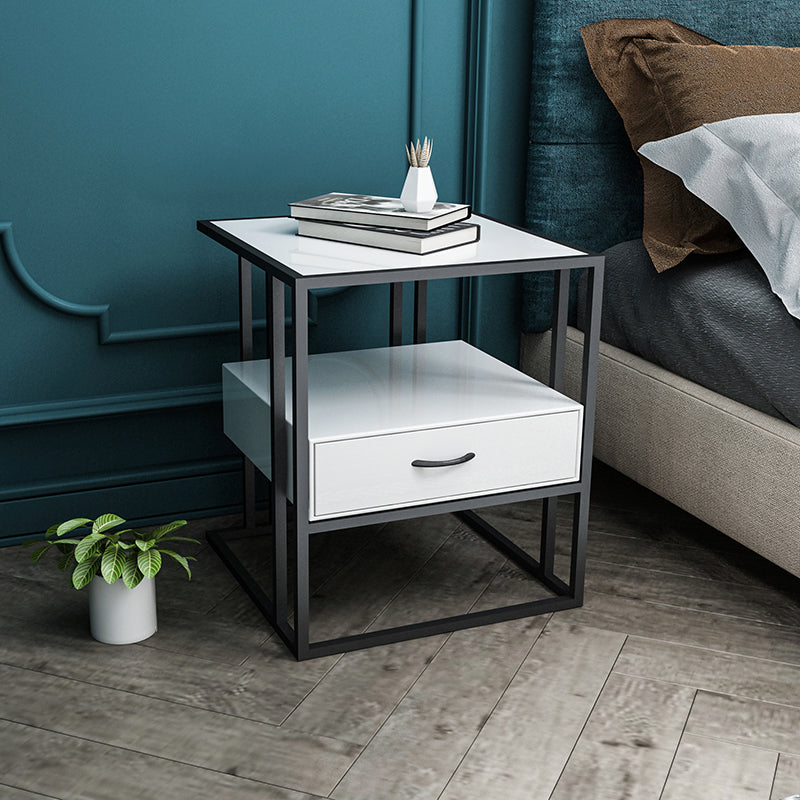 Modern Metal Bed Nightstand 22 Inch Tall 1-Shelf Legs Included Bed Cabinet