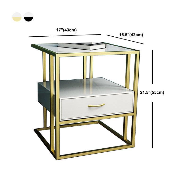 Modern Metal Bed Nightstand 22 Inch Tall 1-Shelf Legs Included Bed Cabinet