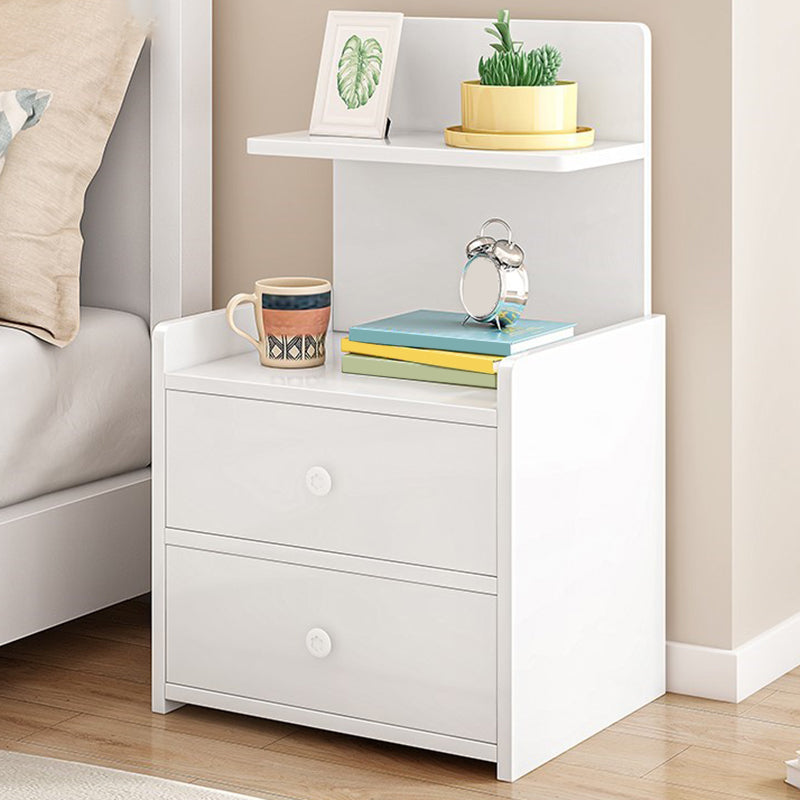 Modern Imitation Wood Nightstand Drawer Storage Open Storage Night Table