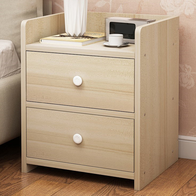 Modern Imitation Wood Nightstand Drawer Storage Open Storage Night Table