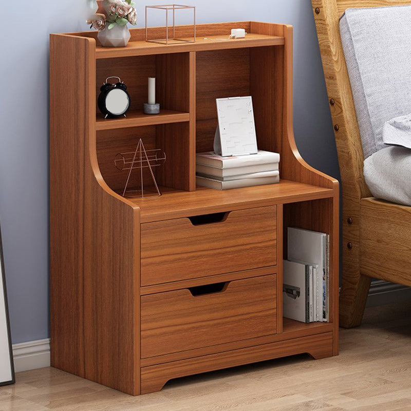 Modern Imitation Wood Nightstand Drawer Storage Open Storage Night Table