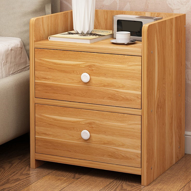 Modern Imitation Wood Nightstand Drawer Storage Open Storage Night Table