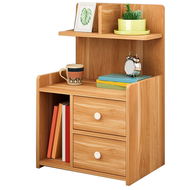 Modern Imitation Wood Nightstand Drawer Storage Open Storage Night Table