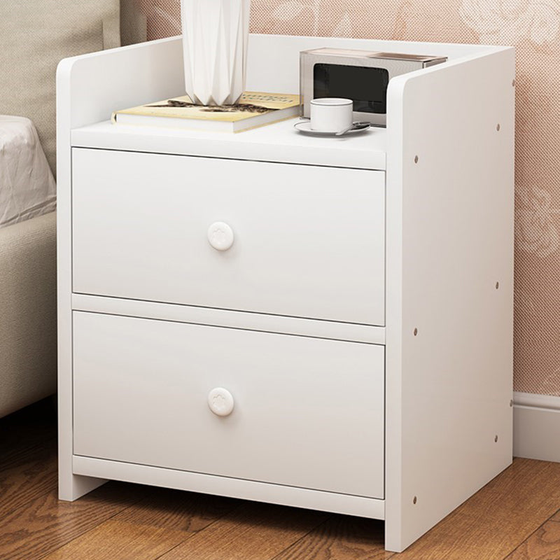 Modern Imitation Wood Nightstand Drawer Storage Open Storage Night Table