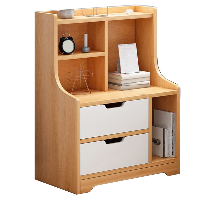 Modern Imitation Wood Nightstand Drawer Storage Open Storage Night Table