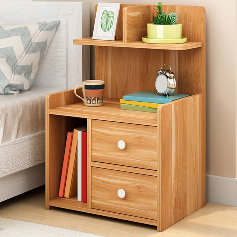 Modern Imitation Wood Nightstand Drawer Storage Open Storage Night Table