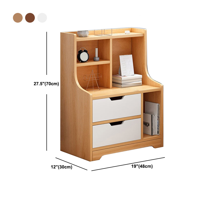 Modern Imitation Wood Nightstand Drawer Storage Open Storage Night Table