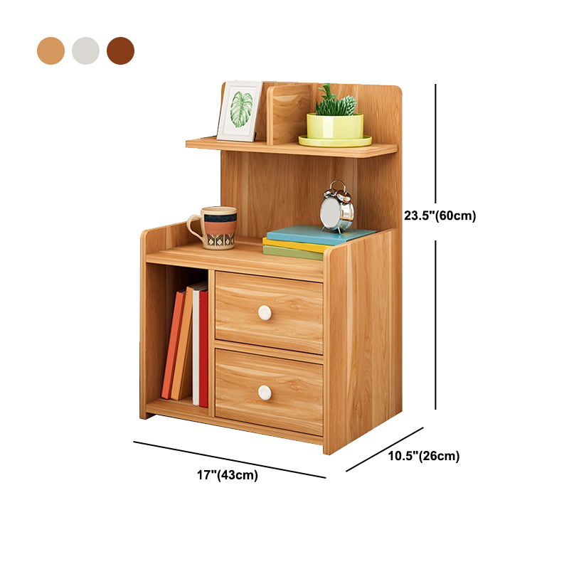 Modern Imitation Wood Nightstand Drawer Storage Open Storage Night Table