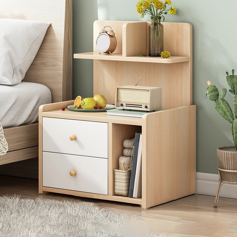 Open Storage Modern Night Table Drawer Storage Imitation Wood Nightstand