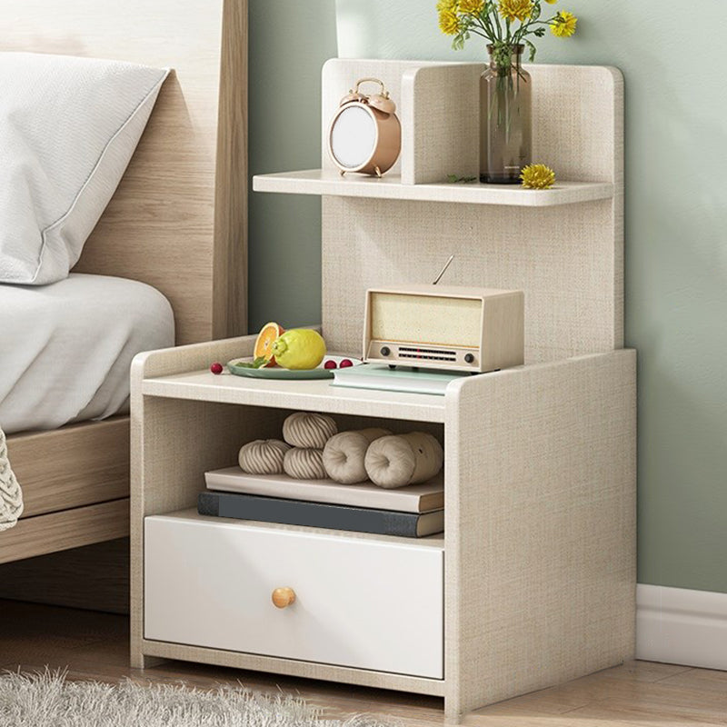 Open Storage Modern Night Table Drawer Storage Imitation Wood Nightstand