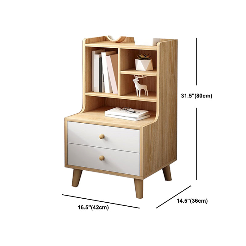 Open Storage Modern Night Table Drawer Storage Imitation Wood Nightstand