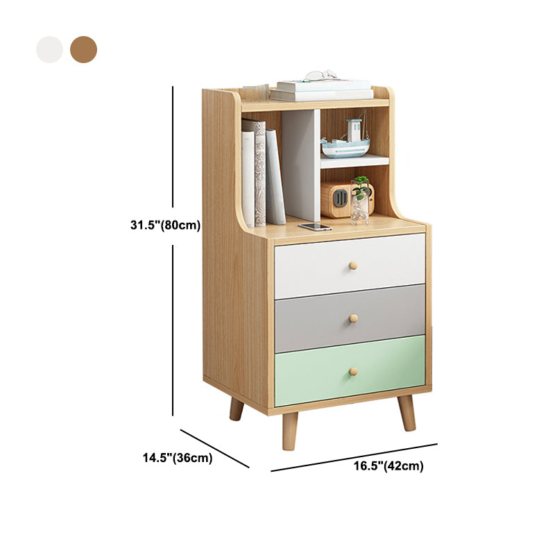 Open Storage Modern Night Table Drawer Storage Imitation Wood Nightstand