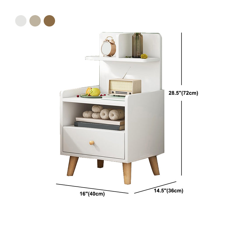 Open Storage Modern Night Table Drawer Storage Imitation Wood Nightstand