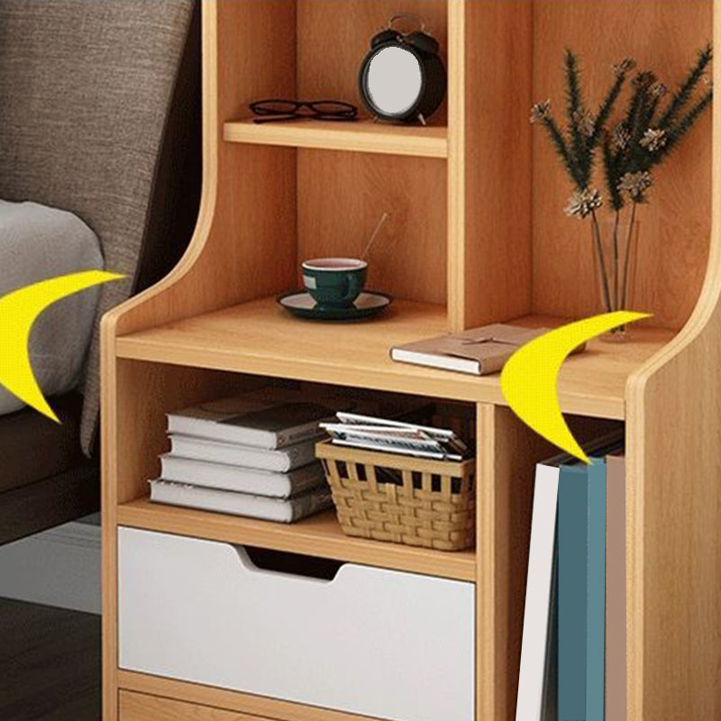 Open Storage Modern Night Table Drawer Storage Shelf Included Imitation Wood